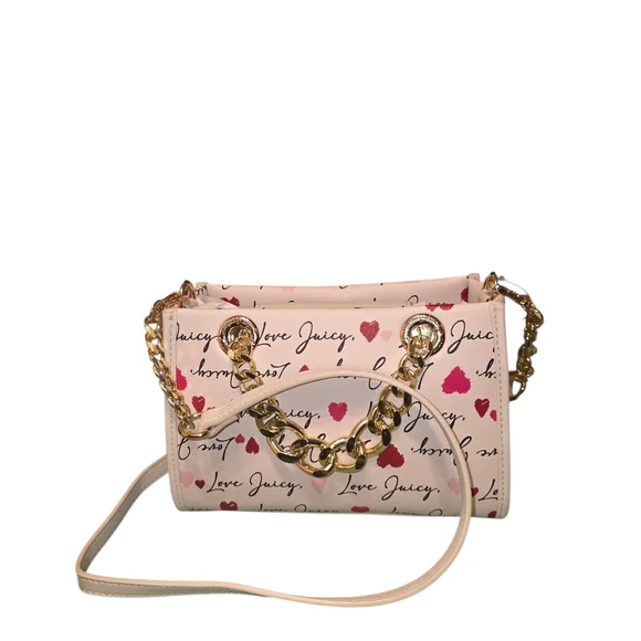 Juicy Couture Love Script Crossbody Bag in Pink and Cream - Picture 2 of 5